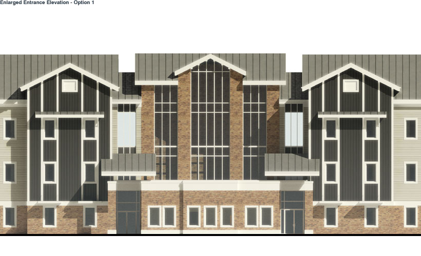 3 Story Enlarged Entrance Elevation